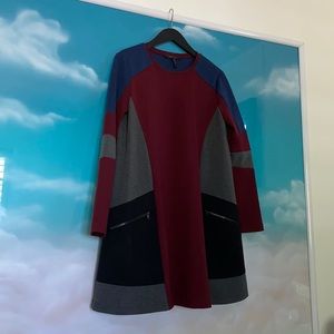 BCBG Maxazria Maroon and Navy Maternity Dress